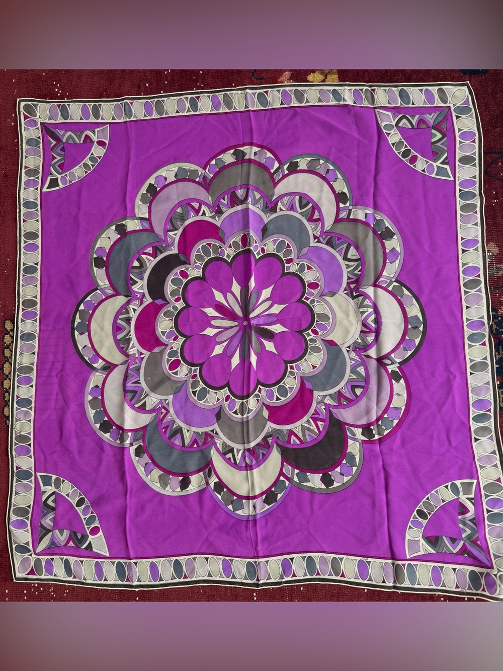 Awesome Emilio Pucci Silk 36” Square Vintage Designer Silk Scarf!